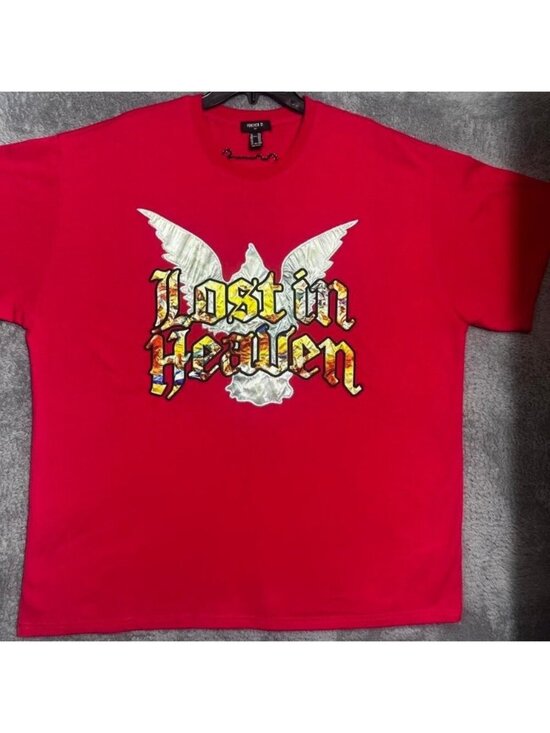 FOREVER 21 Other - Forever 21 Graphic T-Shirt Mens XXL Red Lost in Heaven Paradise Dove Streetwear